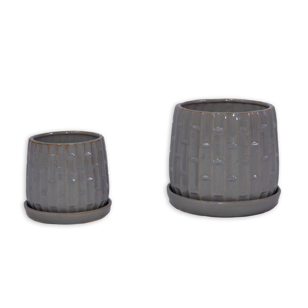 Ceramic Planters with Drainage Hole - Frost Proof Indoor Outdoor Flower Pots, 2pc