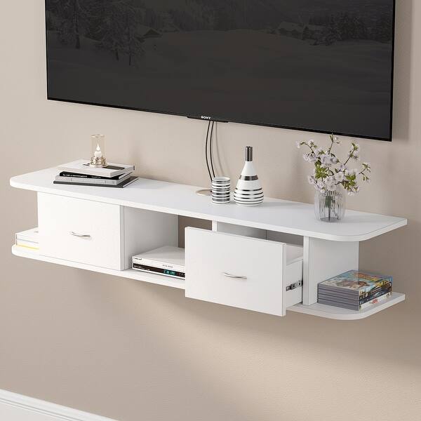 Shop Floating Tv Console With Drawers Floating Tv Component Shelf