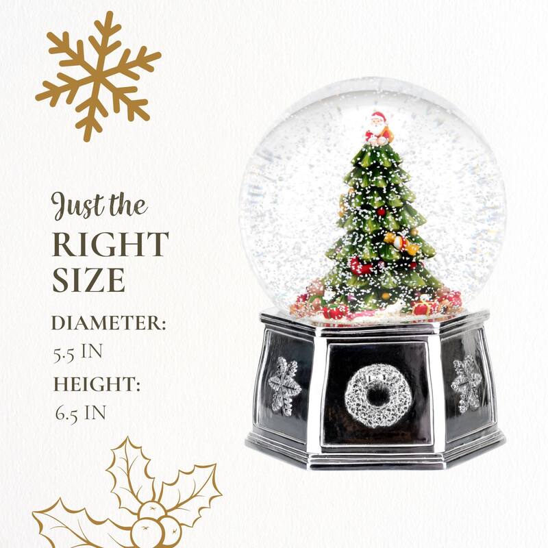 Spode Christmas Tree Musical Tree Snow Globe - 5.5" D x 6.5" H