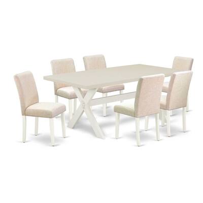 Elegant 7-Piece Dining Set - Rectangular Table & 6 Parsons Chairs - Hardwood Construction - 72