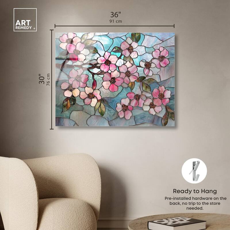 Shimmering Spring Blossoms II Acrylic by Art Remedy, Ready to Hang