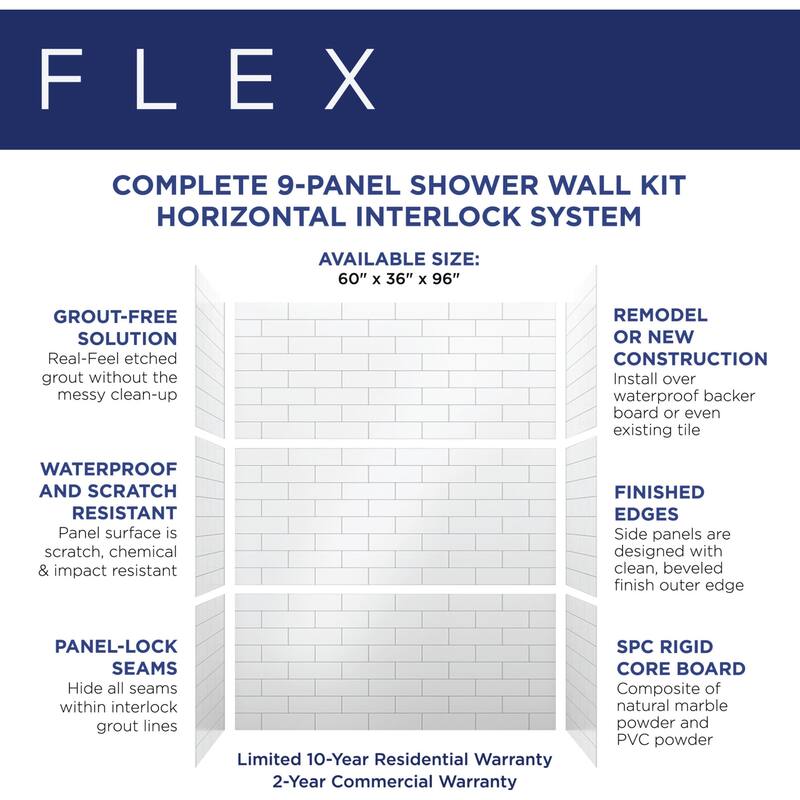 Miseno MSW-424296FLEX ReadySet 42" x 42" x 96" FLEX 6 Panel Alcove