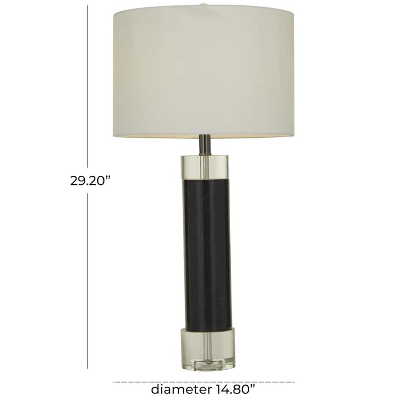 Marble Slender Stand Room Table Lamp with Drum Shade - Black or White - Roche River Decor