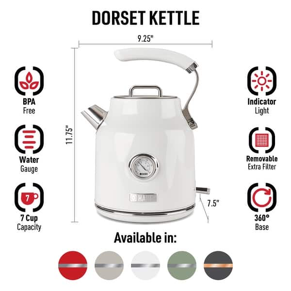 Haden Dorset 1.7L Stainless Steel Electric Tea Kettle w/Auto Shut-Off - 1.7 Liter
