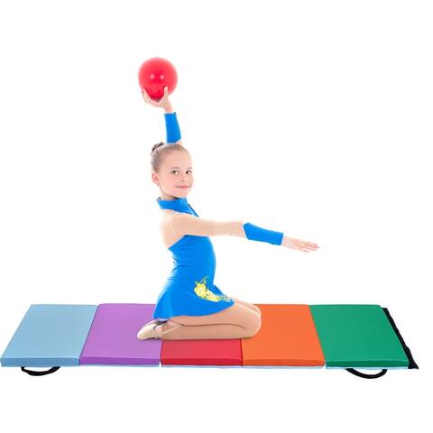 Zenova Gymnastics Mat 2' x 6' x 1.5" Folding Exercise Mat 6 Panel Thick Tumbling Mats