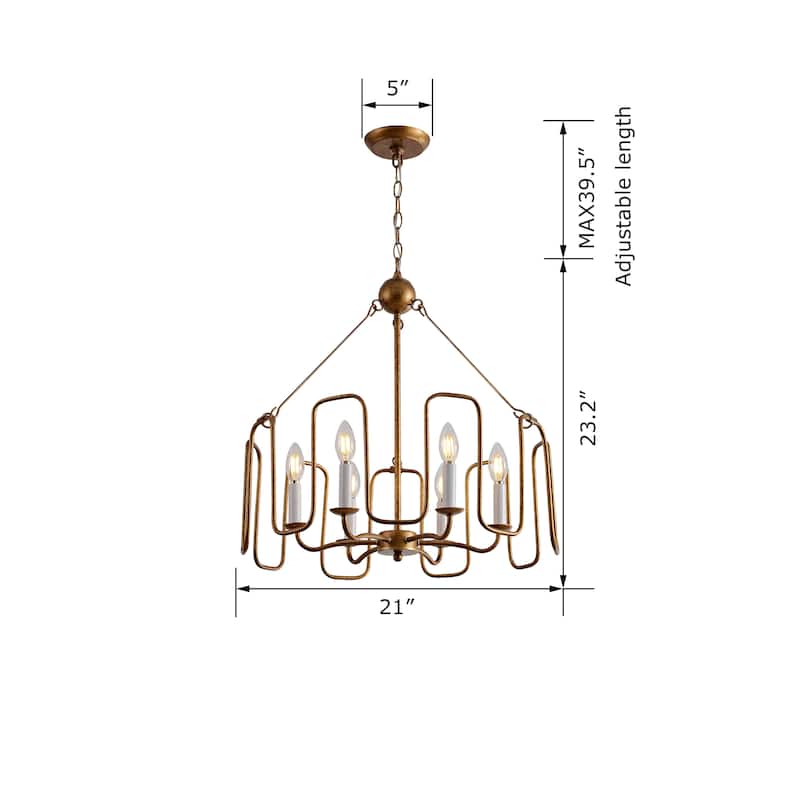 Aurelia 6-light Rustic Gold Drum Chandelier for Living/ Dining Room - D21'' x H62.7''