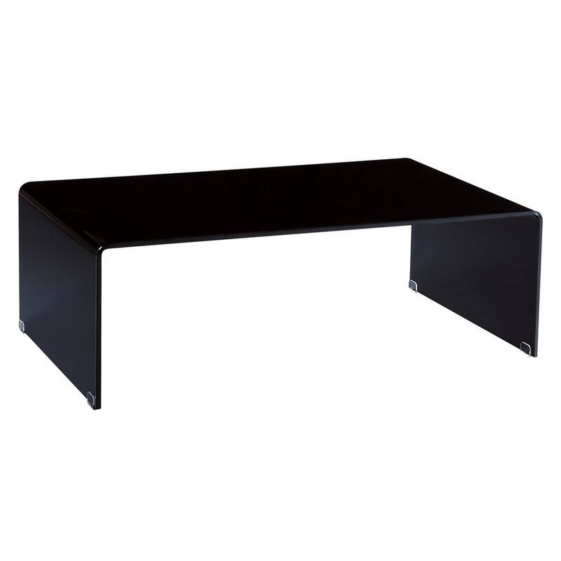 HomeRoots 24" Black Glass Sled Coffee Table - 24.00 in. x 15.00 in. x 43.00 in.