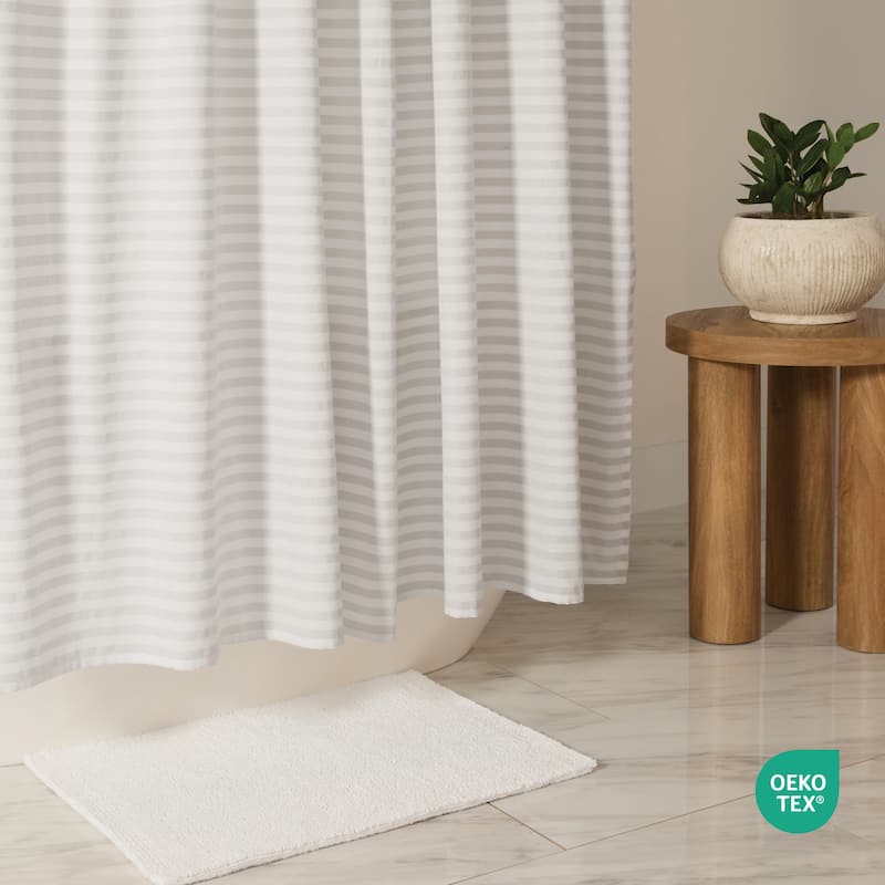 Becky Cameron Cotton Blend Striped Shower Curtain