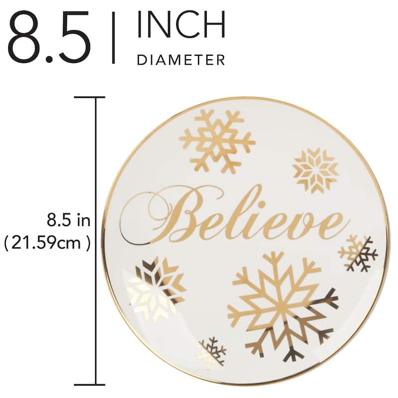 Certified International Christmas Glitter 8.5" Gold Salad/Dessert Plates, Set of 4 - 8.5" Diameter x 1"