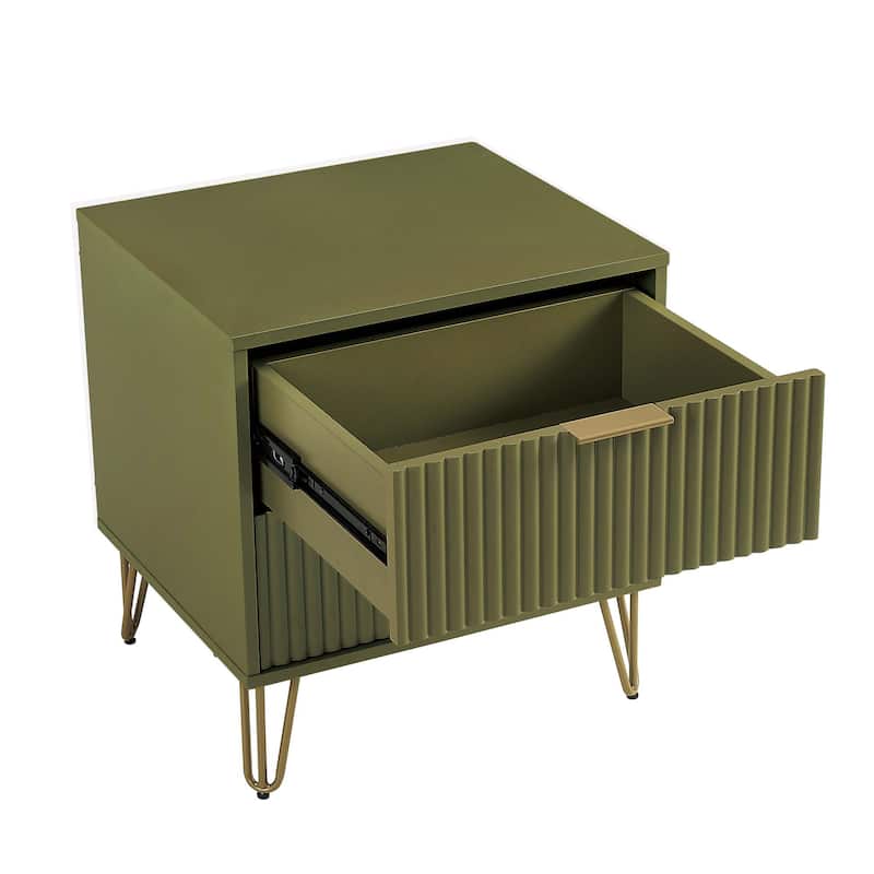 Manhattan Comfort Dumbo Mid Century 2 Drawer Nightstand Set of 2.