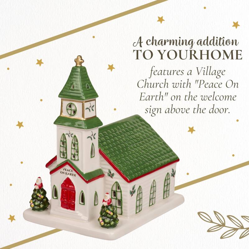 Spode Christmas Tree Village Church - 5.75" L x 5" W x 6.5" H