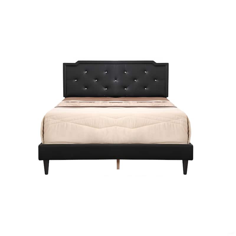 Queen Size PU Platform Bed with Adjustable Headboard and Tufting design