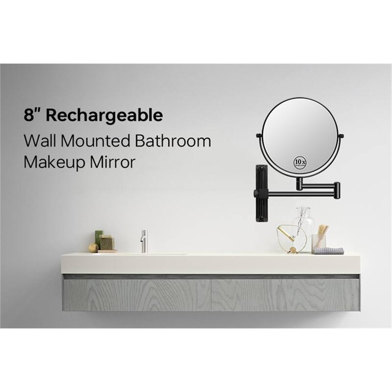 8" 1x/10x Magnifying Double Sided Vanity Mirror Height Adjustable