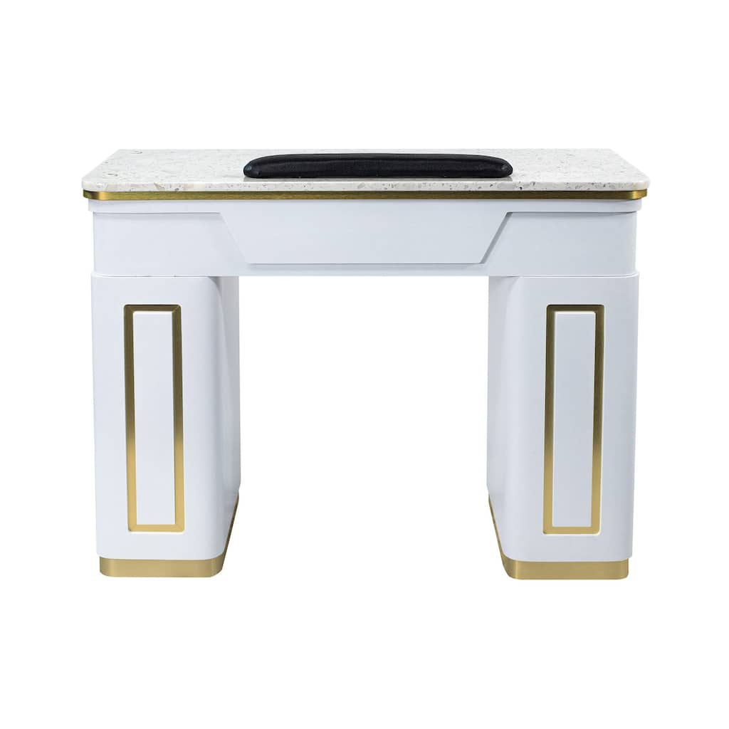 NAPA Manicure Table Nail Station, Salon Furniture & Equipment, White/Gold