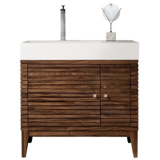 James Martin Vanities Linear 36" Single Vanity, Mid Century Walnut