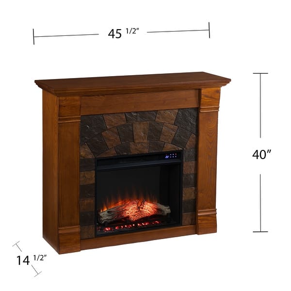 SEI Furniture Fleming 45-Inch Electric Fireplace with Stone Detail and ...