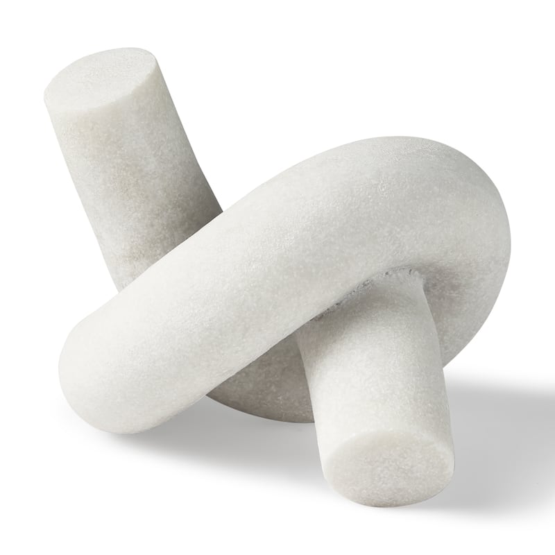 Otto Granite Resin Large Knot Sculpture Decorative Object - 8.0L x 7.0W x 5.0H - White