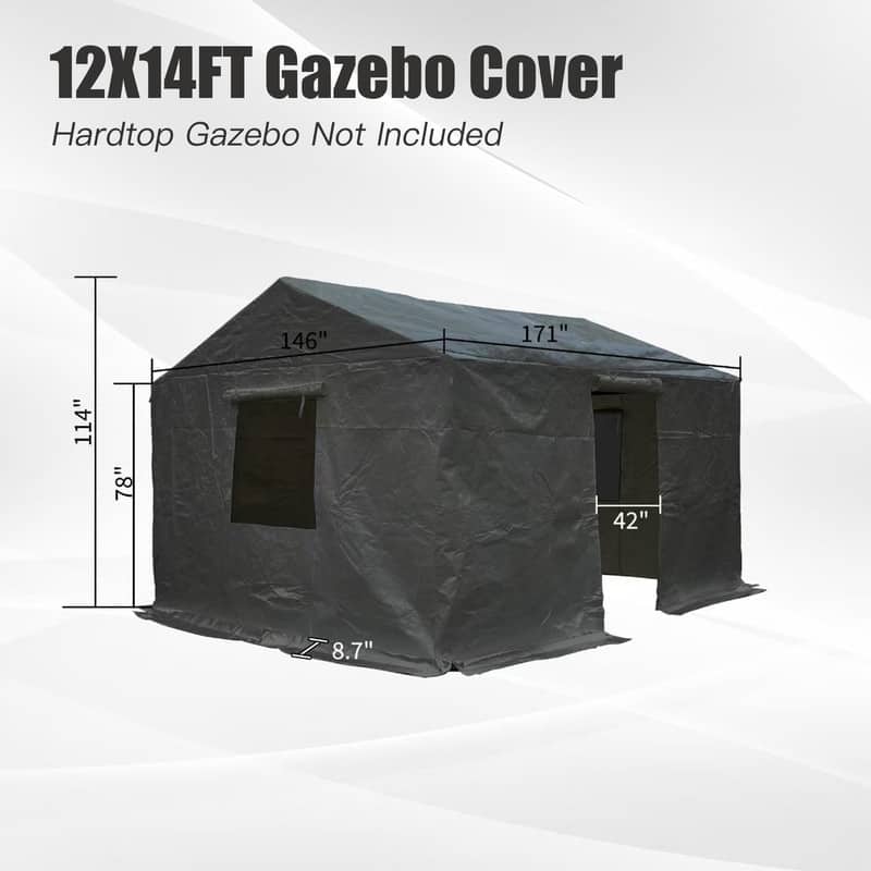 Domi 8' x 8' Universal Winter Gazebo Cover, All Season Waterproof Enclosed Cover with Sidewalls & Ventilated Mesh Windows, White