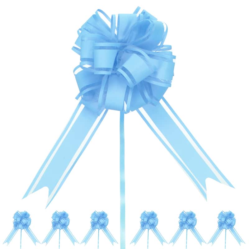 20pcs Large Pull Bow 8 Inch Flower Bows for Wedding Baskets - 8 Inch - Blue