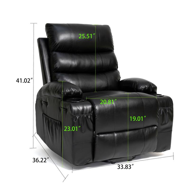 Classic Vintage Power Massage and Heating Function PU Upholstered Leisure Recliner with Lift Base