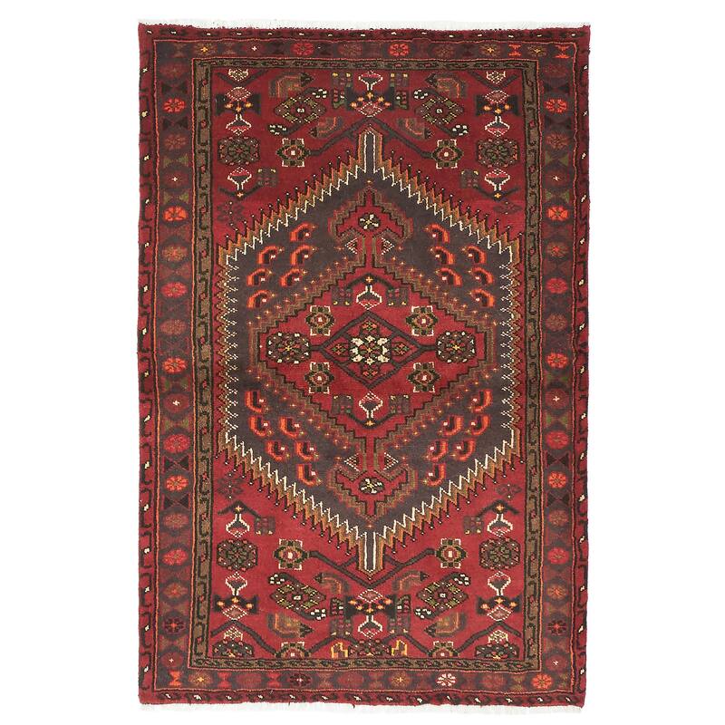 ECARPETGALLERY Hand-knotted Andelz Red Wool Rug - 3'4 x 4'11