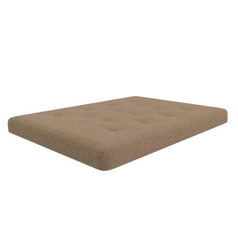 Full Size Futon Mattress 6” Thick Plush Foldable Cushion for Living Room and Guest Room - Tan