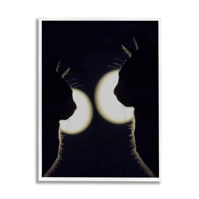 Stupell Two Black Cats Silhouettes Nighttime Moonlight Animals Framed Wall Art, Design by Daphne Polselli