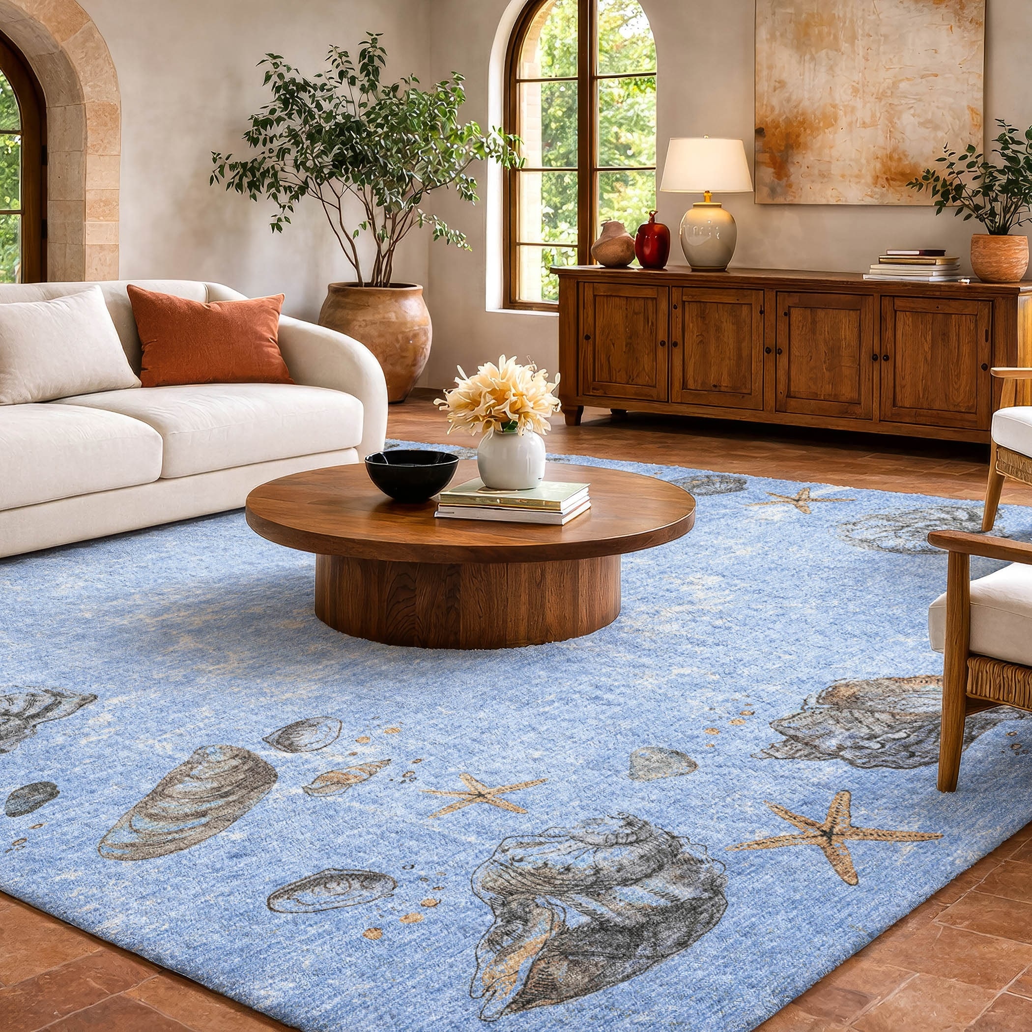 Premium Washable Super Soft Coastal Border Dream Shag Rug
