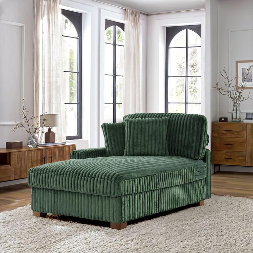 Plush Corduroy Chaise Armchair Modular Lounge Sectional Corner Sofa