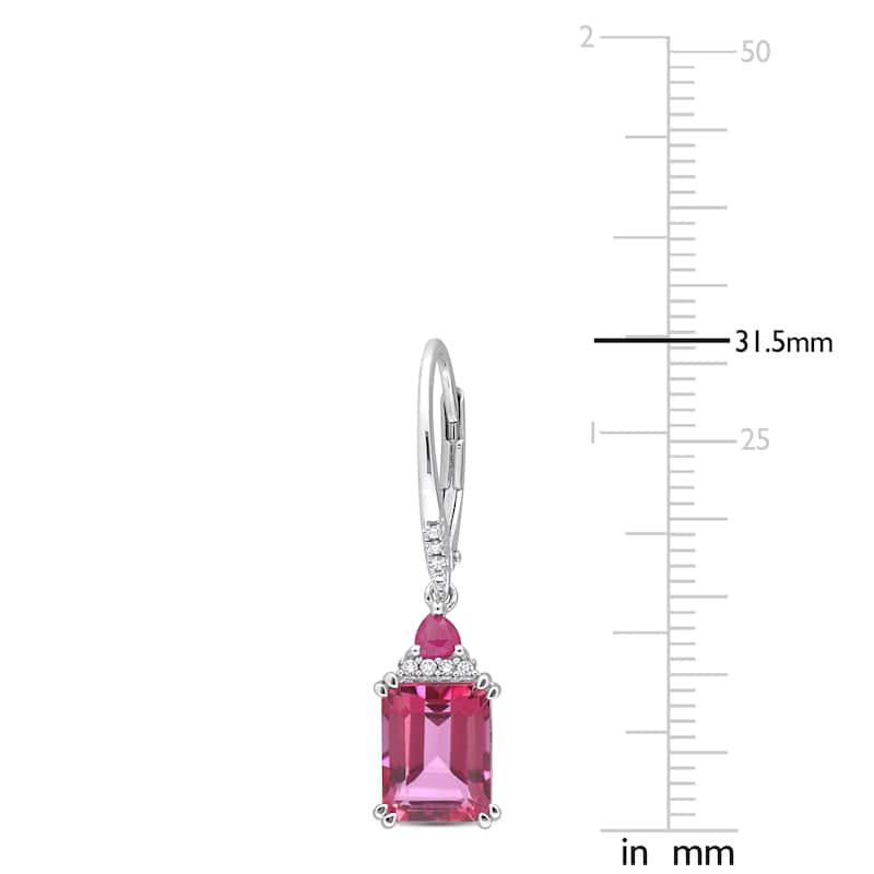 Miadora 6 1/3ct TGW Pink Topaz Ruby and 1/10ct TDW Diamond Earrings Sterling Silver