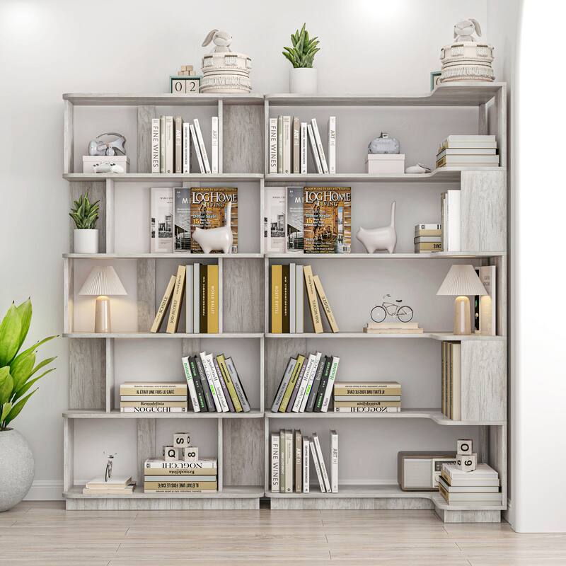 31.5"L X 64.56"H Free Combination Bookshelf Modern 5-Tier Open Storage Bookcase Mdf Wood Display Shelving, Media Storage Shelves
