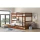 preview thumbnail 3 of 12, Twin-Over-Twin Bunk Bed with 2 Storage Drawers, Solid Wood Bunk Bed w/Guardrail & Built-in Ladder, for Kids Teens Adult, Walnut