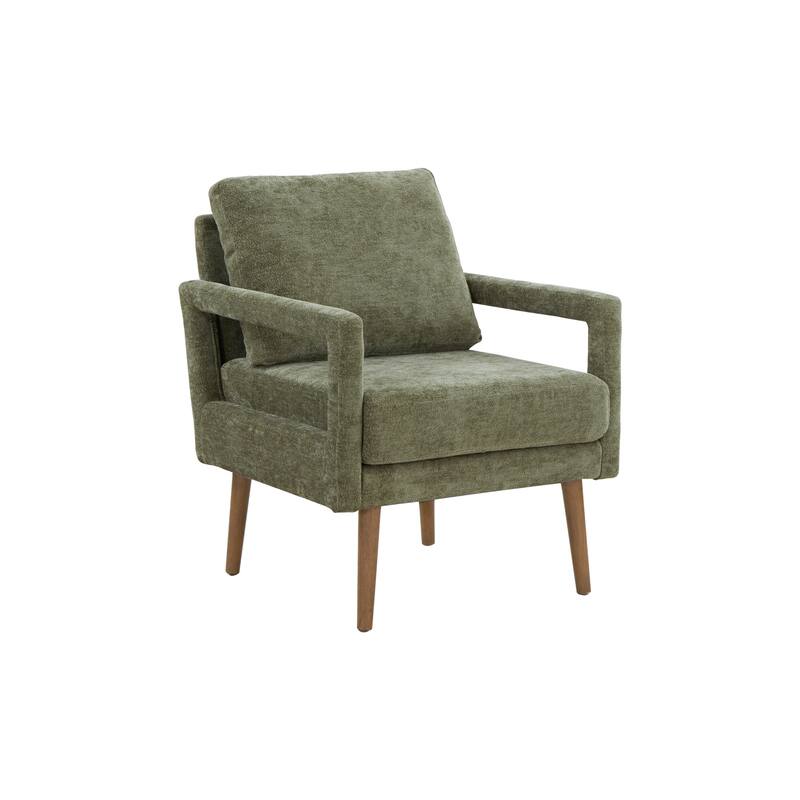 Mid-Century Accent Chair with Chenille Armrest & Soft Cushion