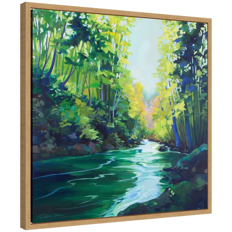 Kate and Laurel Sylvie Downstream Framed Canvas by Rachel Christopoulos - 22x22
