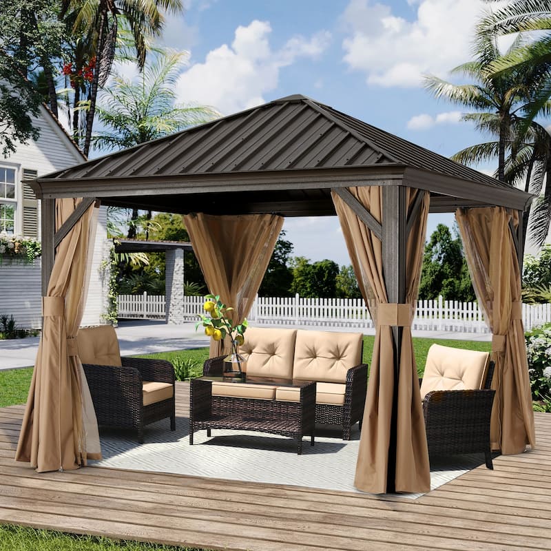 ABCCANOPY Outdoor Hardtop Gazebo with Galvanized Steel Double Roof