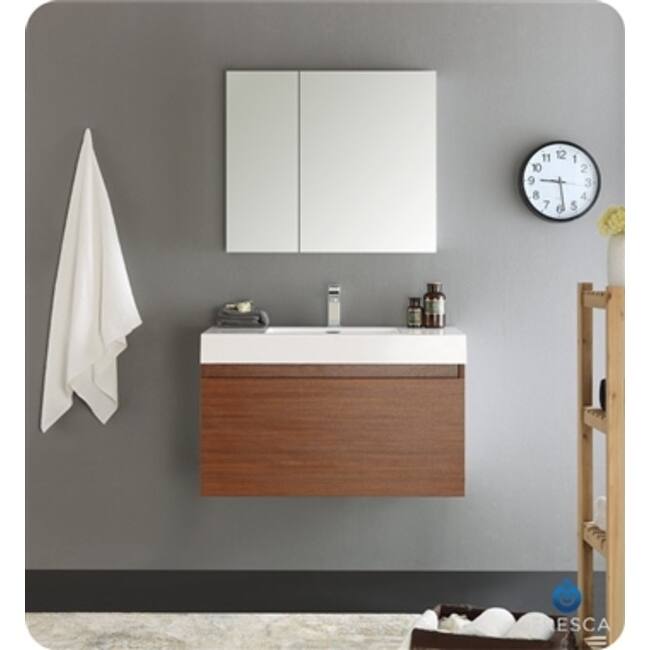 Fresca Mezzo 35-7/16" Wall Mounted / Floating MDF Vanity with Sink,