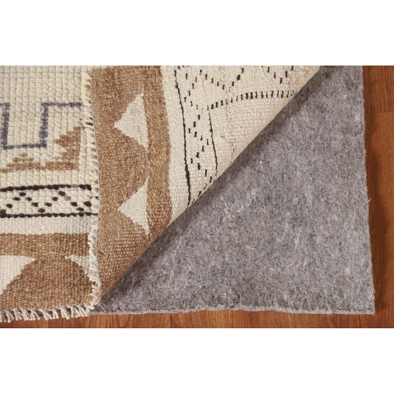Natural Dye Anatolian Runner Rug Handmade Turkish Beige Wool Carpet - 3'4"x 10'6"