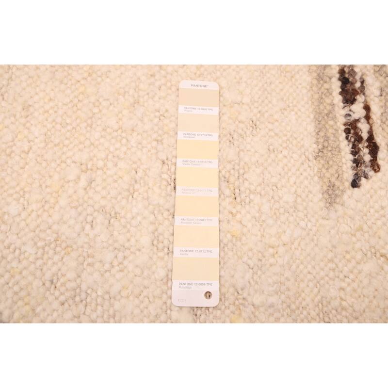 ECARPETGALLERY Flat-Weave Marrakech Cream Wool Kilim - 5'2 x 7'8