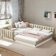 preview thumbnail 2 of 5, Beige Queen Size & Twin XL Upholstered Platform Bed Mother & Child Bed