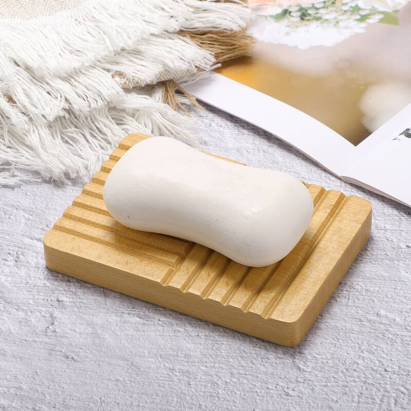Portable Square Soap Dish for Bathroom for Kitchen 5.04"x3.43"x0.59" Brown 1 Pc