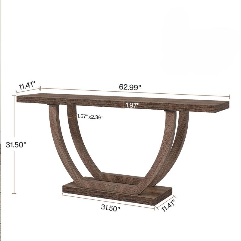 63" Farmhouse Console Table, All-Wood Narrow Entryway Table with Thick Legs, Rustic Sofa Table for Hallway, Living Room