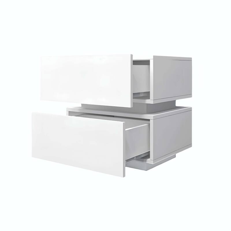 White Nightstand with Bluetooth Control and With RGB Led Light