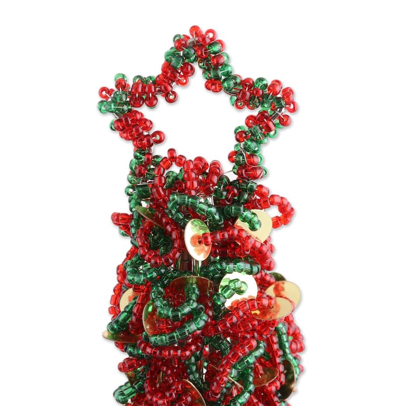 Novica Handmade Sparkling Christmas Glass Beaded Holiday Decor (Pair)