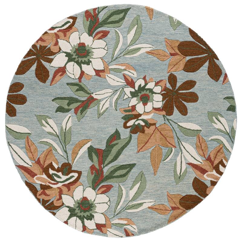 SAFAVIEH Handmade Jardin Annaros Floral Wool Rug - 6' Round - Blue/Rust