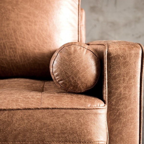 Shop Ovios High Back Couch Mid Century Spring Top Grain Leather Wood Legs Sofa Overstock 32076618