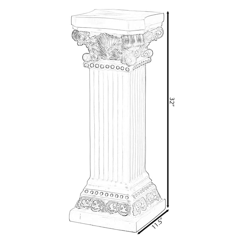 Fiberglass White and Gold Plinth Roman Style Column Ionic Piller Pedestal Vase Stand, Living Room, or Dining Room Decor