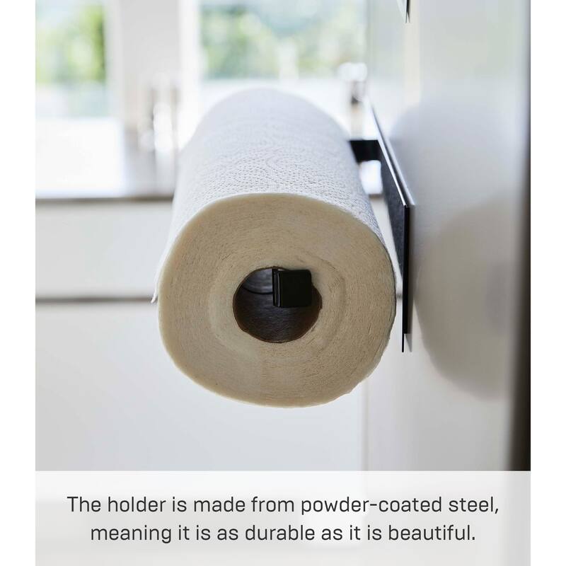 Yamazaki Home Magnetic Paper Towel Holder, Steel, Holds 2.2 lbs - L 2.95 x W 3.15 x H 11.42 inches