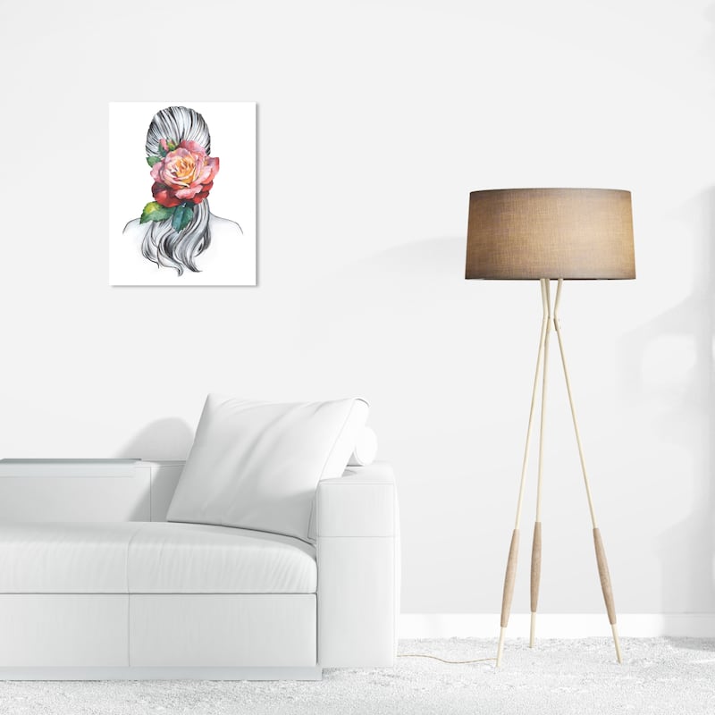 Wynwood Studio Fashion and Glam Rose in her mind Red and Tropical Wall Art Canvas Print - 24 x 16