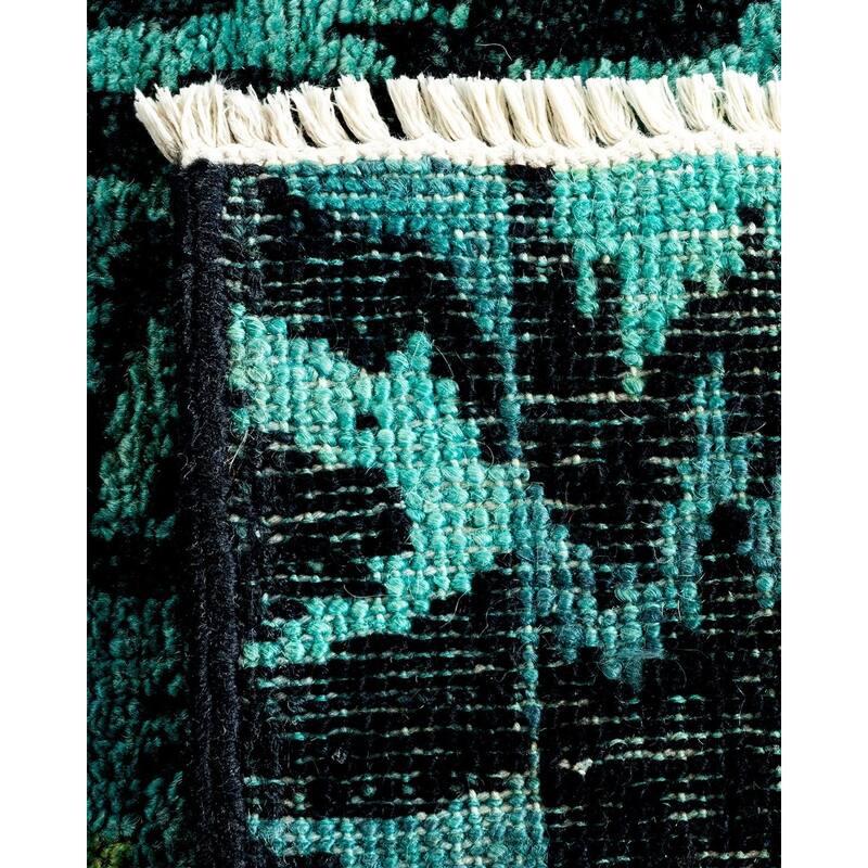 Overton Hand Knotted Wool Vintage Inspired Modern Contemporary Modern Black Runner Rug - 2' 8" x 12' 2"