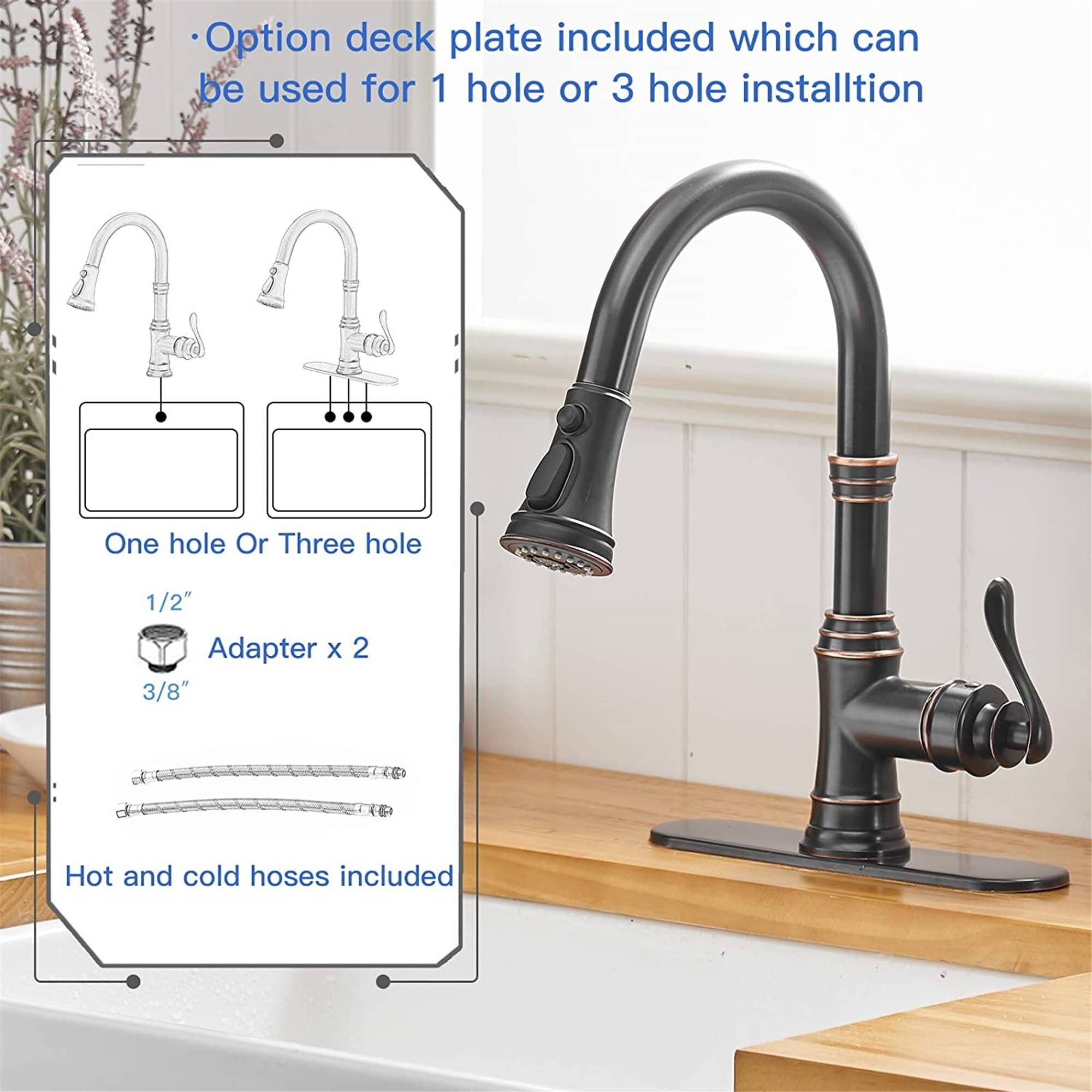 Pull Down Kitchen Faucet Single Handle Modern One Hole ...